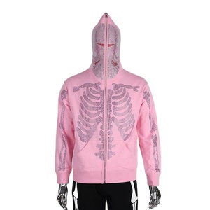 Sweat à capuche zippé intégral tendance pour homme, 480 GSM, en molleton de coton et polyester, avec masque intégré, style streetwear, épais, personnalisable OEM - Product Image 1