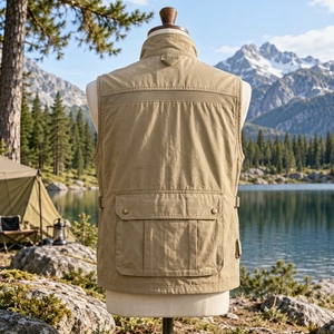 Hiking <b>Vest</b> Made With Durable Polyester Fabric Lightweight Construction Breathable Design Multiple Utility Pockets Secure Zipper - Product Image 2