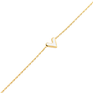 Double Sided Heart Shape White Enamel CZ Stone <b>Charm</b> Bracelet Turkish Handmade Wholesale 925 Sterling Silver Jewellery - Product Image 4