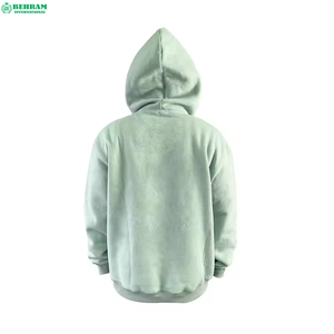 Vente en gros : Sweat à capuche oversize à col montant, épais, en molleton French Terry, en coton thermique, imprimé personnalisé, teint uni, hiver - Product Image 2