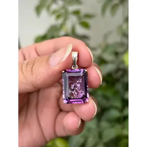 จี้คริสตัลสีเงิน925พร้อมมรกตและอเมทิสต์คอลเลกชันสุดหรู - Product Image 1
