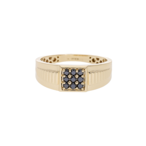 14K Yellow Gold <b>Men's</b> <b>Ring</b> Natural Diamonds Brilliant Cut Rhodium Plated Classic Stylish Gold Band Luxury Statement Jewelry <b>for</b> - Product Image 1