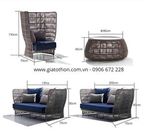 PRSF-005 - Juego de Sofás de Ratán Sintético de 3 Piezas para Ocio al Aire Libre - Product Image 3