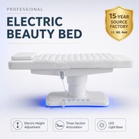 Table de Soin Esthétique Électrique Blanche Réglable Hydraulique avec Base Lumineuse LED et Télécommande pour Traitement Facial – Équipement de Salon
