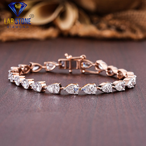 IGI certificado 13,3 TDW pera corte diamante tenis pulsera 18K oro rosa estilo clásico rodio para boda fiesta compromiso regalo - Product Image 1