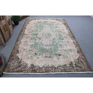 Vintage Turkish Rug, Large 5.9x9.1 ft (180x278 cm) Rug, <b>Brown</b> Patchwork <b>Wool</b> Rug - Product Image 1