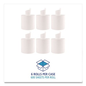 Boardwalk SOD410322 10 In. X 7.6 In. 2 Ply Center-Pull <b>Roll</b> Towels-White Pack of 6/Carton - Product Image 6