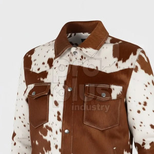 Veste en cuir de vachette vintage pour homme, élégante, style motard, décontractée, écologique, respirante, logo sur le devant - Product Image 3