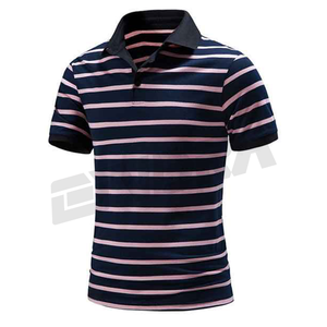 เสื้อโปโลแขนสั้นลายทางคอปกแบบลำลองมีกระดุมทรงสลิมฟิตไซส์ใหญ่พิเศษสำหรับผู้ชาย - Product Image 6