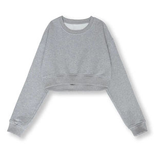 Custom <b>Women's</b> Crop Top Hoodie Casual Oversize Pullover with Solid <b>Pattern</b> Acid Wash Technics Hooded Collar - Product Image 3