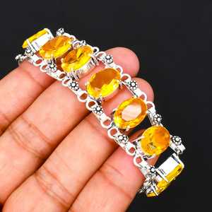 Pulsera de piedras preciosas citrino | Plata de Ley 925 | Pulsera ajustable | Joyería de piedras preciosas de forma ovalada | Regalo de pulsera de plata - Product Image 4