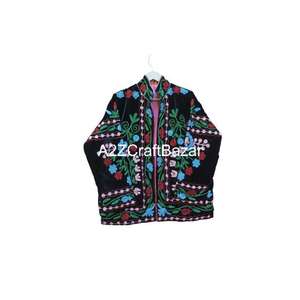 Meilleure qualité à la main Suzani broderie tissé velours motif Floral femmes régulier hiver Varsity veste respirant séchage rapide - Product Image 1