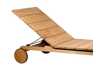 หรูหราไม้สักกลางแจ้งเก้าอี้อาบแดดเก้าอี้เตียงอาบแดดเก้าอี้ไม้สักพร้อมล้อเลื่อน - Product Image 2