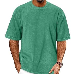 260 GSM Color sólido lavado ácido sol se desvaneció hombres camisetas adultos Boxy camisas peso pesado lejía Vintage piedra lavada camiseta para hombres - Product Image 1