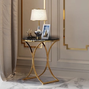 Table de chevet moderne avec dessus de table en bois d'ingénierie et cadre métallique robuste, table de chevet minimaliste pour chambre à coucher, salon - Product Image 3