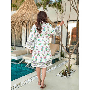 Floral Cotton Bath <b>Robe</b> for Women-Breathable Comfortable Homewear with Tie Closure - Product Image 5