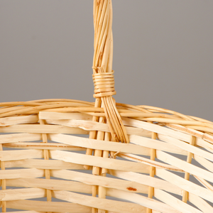 Handcrafted Rattan Round <b>Gift</b> <b>Basket</b> Set / Natural Woven Wicker <b>Hamper</b> with High Arch Handle - Product Image 4