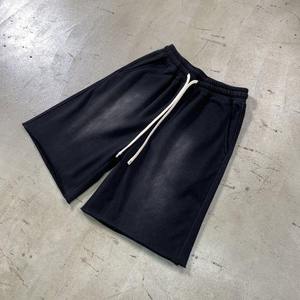 Pantalones cortos vintage lavados con ácido de verano para hombre, 100% de algodón, de felpa francesa, informales, sólidos, de secado rápido, transpirables, Vintage - Product Image 4