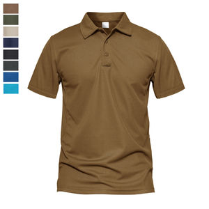 Tendance unisexe pour T-Shirt Polo 220gsm haute qualité 100% tissu tricoté personnalisable col dur anti-rétrécissement anti-rides solide - Product Image 1