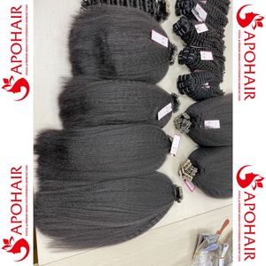 Extensiones de cabello ondulado liso Natural Virgen sin procesar de la mejor calidad, cutícula China cruda alineada, cabello humano Remy, Clip suave - Product Image 6