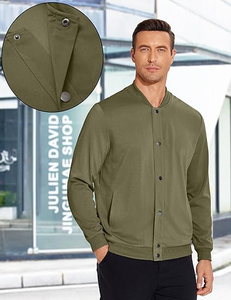 Chaqueta universitaria de béisbol con logotipo personalizado al por mayor para hombre, parches bordados de alta calidad en lienzo, patrón de letras, mangas completas - Product Image 4