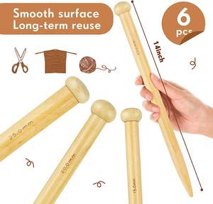 6 pièces grandes aiguilles à tricoter droites en bois Jumbo 3 tailles aiguilles à tricoter Extra Large pour gros fil débutant bricolage tissu - Product Image 2