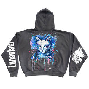 Sweats à capuche pour hommes en tissu mélangé coton, style streetwear vintage, effet délavé - Product Image 2