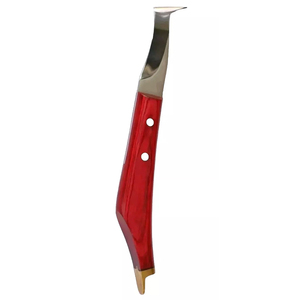 Cuchillo de pezuña de precisión con pezuña para diestros J2 Hoja de acero inoxidable Topper de latón con mango de madera - Product Image 4