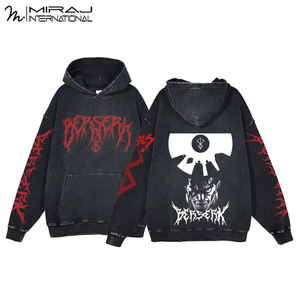 Black <b>Men's</b> Acid Wash <b>Hoodies</b> 100% Cotton High Quality Outer Wear with Customized Design Good Supplier - Product Image 2
