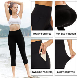 Nouveau design, leggings de sport taille haute, longueur genou, en polyester respirant pour femme, séchage rapide, vêtements de yoga, service OEM - Product Image 3