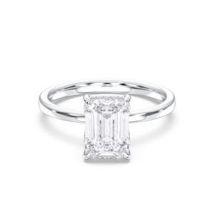 Emeraude et coupe ronde 3.00 carats F-G/VS Lab Grown Diamond Prong Set Solitaire Bague de fiançailles fabriquée en platine pour les femmes - Product Image 1