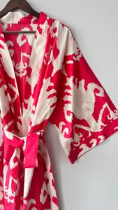 Belle main bloc imprimé coton Kimono Robe hiver Peignoir et Robe de douche ODM approvisionnement - Product Image 4