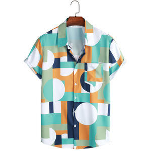 Camisa de Playa con Botones, Moda Veraniega, Nueva Moda Transfronteriza, Camisa Hawaiana Informal Estampada de Manga Corta para Hombre - Product Image 1