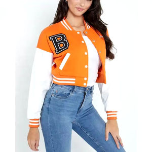 Chaqueta de béisbol para mujer, chaqueta universitaria para mujer con manga larga, calidad superior, más vendida, chaqueta Letterman de lana y poliéster para mujer - Product Image 1