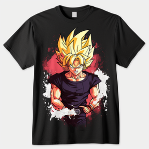 T-shirt de sport pour homme avec logo personnalisé, imprimé d'anime coloré, taille plus, tissu respirant et anti-boulochage - Product Image 2