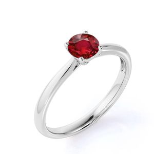 Bague de mariage classique en argent sterling 925 plaqué rhodium avec rubis de laboratoire de 1 carat et sertissage à griffes - Product Image 1