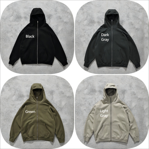 Venta al por mayor en blanco Zip up Hoodies Unisex Pullover de alta calidad para hombre en blanco de gran tamaño Fleece Acid Wash Zip up Hoodie - Product Image 1