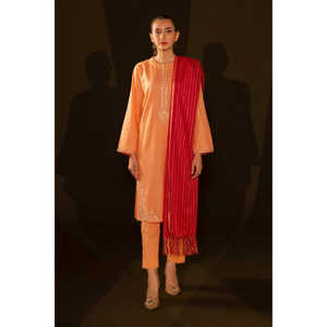 Salwar Kameez de Seda Rosa con Bordado Jacquard para Mujer, Ropa Étnica Pakistaní de Bollywood con Dupatta - Product Image 1