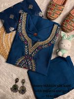 Kain Muslin Sutra Viscose Tebal Polos Lurus Musim Panas Pakaian Etnik Wanita Bordir Alami Bernapas Dapat Dicuci Elegan V-neck