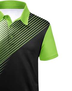 Camiseta Polo Personalizada para Hombre, Diseño de Rayas Diagonales Verde y Negro, Manga Corta, Camiseta de Golf, Tejido Transpirable y Suave, Personalización OEM - Product Image 2