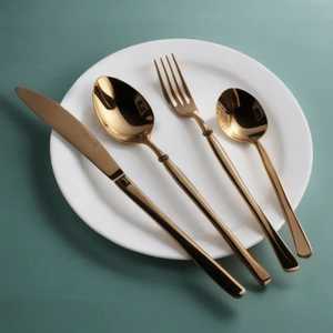 Nouveaux ensembles de couverts en métal de styles européens et ensembles de couverts de fête en métal inoxydable, ensembles de couverts en or mat pour mariage et location - Product Image 1