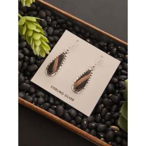 Navajo Handmade Drop <b>Earrings</b> <b>Black</b> Jack Turquoise & Sterling Silver <b>Dangle</b> Water Drop Shape for Gift - Product Image 4