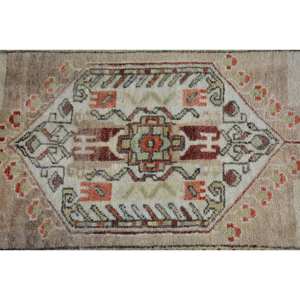 Alfombra turca Vintage de 180cm x 310cm, diseño clásico de retales Beige y rojo, respetuoso con el medio ambiente, cuidado de lavado a mano, lana, Material PP, respaldo de látex - Product Image 5