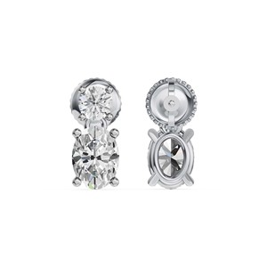 Pendientes de Oro Blanco de 9K con Diamantes Blancos Cultivados en Laboratorio, Corte Ovalado, Claridad VS1, Certificados por IGI, Diseño Hip Hop, para Mujer, Estilo Indio - Product Image 4