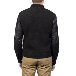 Venta al por mayor de chaqueta personalizable de cuero de ante de los hombres con mangas de cuero de vaca de calidad superior OEM diseño personalizado de moda Body Fit - Product Image 4