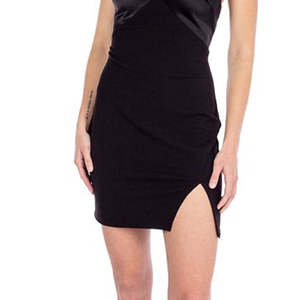 Abito B Darlin Junior con scollo a V in raso e schiena scoperta, in tessuto misto, nero, taglia 7-8, vita naturale - Product Image 3