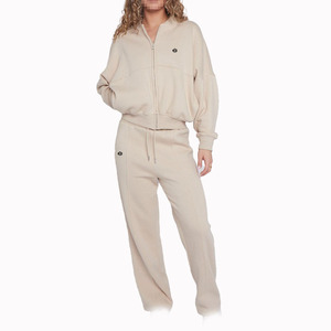 Ensemble de survêtement en polaire à fermeture éclair intégrale pour femmes, coupe décontractée, veste de survêtement et pantalon de jogging pour la fabrication de vêtements en gros OEM ODM - Product Image 1