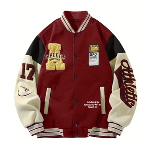 Chaquetas Varsity de Poliéster/Algodón Lisas al por Mayor para Personalización, Corte Clásico, Cierre de un Botón, Ecológicas, Resistentes al Viento, para Escuelas y Clubes - Product Image 1