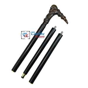 Vintage High Handmade Durable Black Wooden Foldable Walking Stick Brass Handle Art Deco Design Outdoor Home Decor Gift - Product Image 6