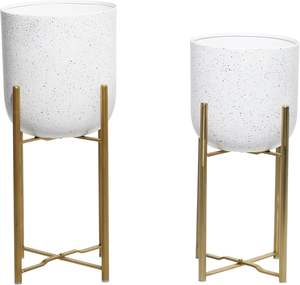 Florero blanco y dorado para sala de estar, decoración moderna para el hogar, hermosos artículos de decoración para el hogar para sala de estar - Product Image 2